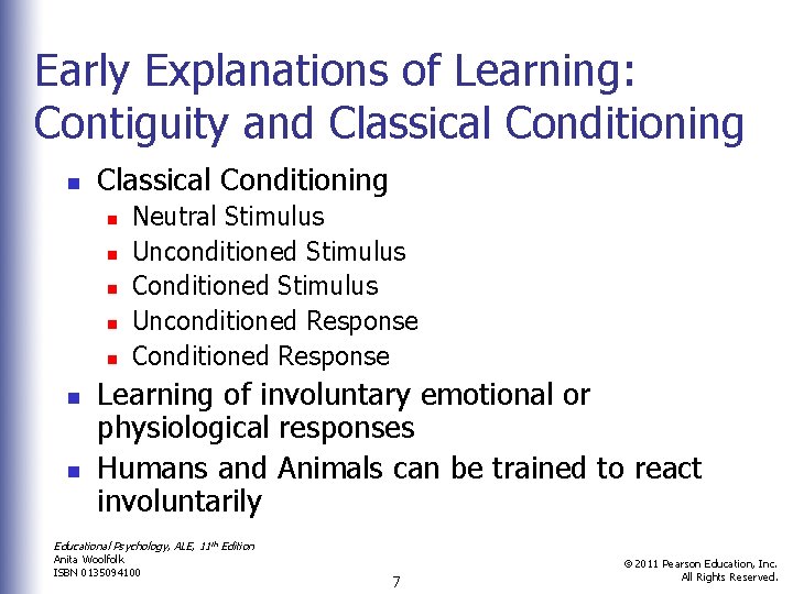 Early Explanations of Learning: Contiguity and Classical Conditioning n n n n Neutral Stimulus