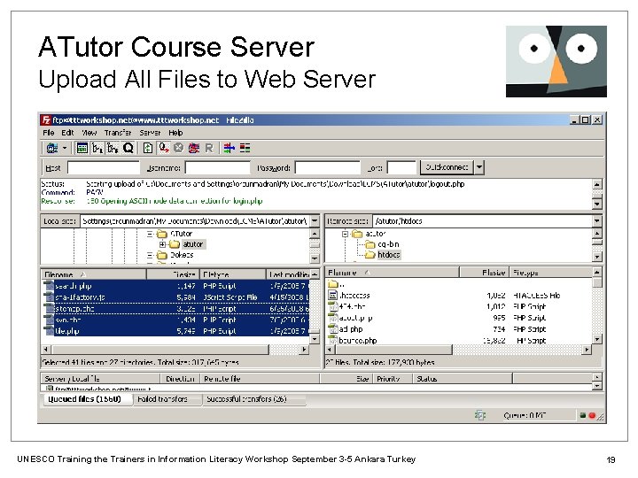 ATutor Course Server Upload All Files to Web Server UNESCO Training the Trainers in