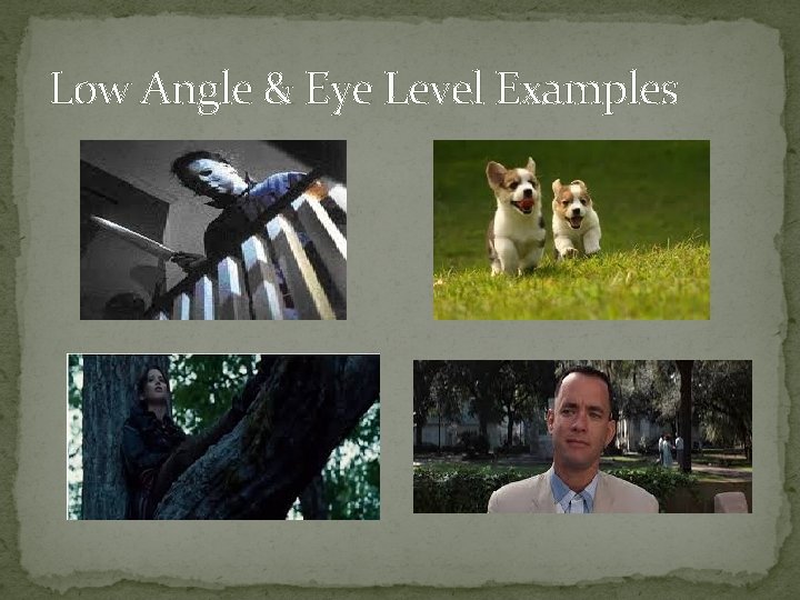 Low Angle & Eye Level Examples 