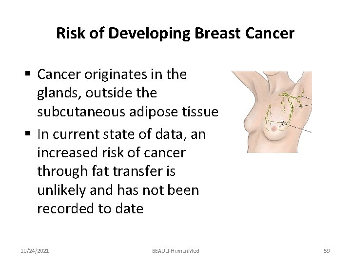 Risk of Developing Breast Cancer § Cancer originates in the glands, outside the subcutaneous