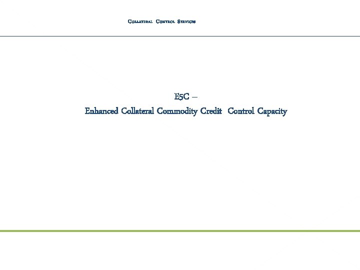 C OLLATERAL C ONTROL S ERVICES E 5 C – Enhanced Collateral Commodity Credit