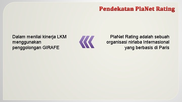 Pendekatan Pla. Net Rating Dalam menilai kinerja LKM menggunakan penggolongan GIRAFE Pla. Net Rating