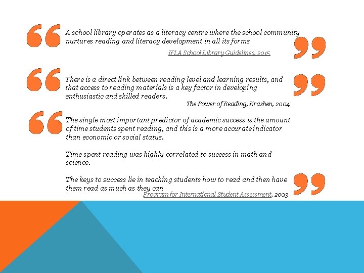 A school library operates as a literacy centre where the school community nurtures reading