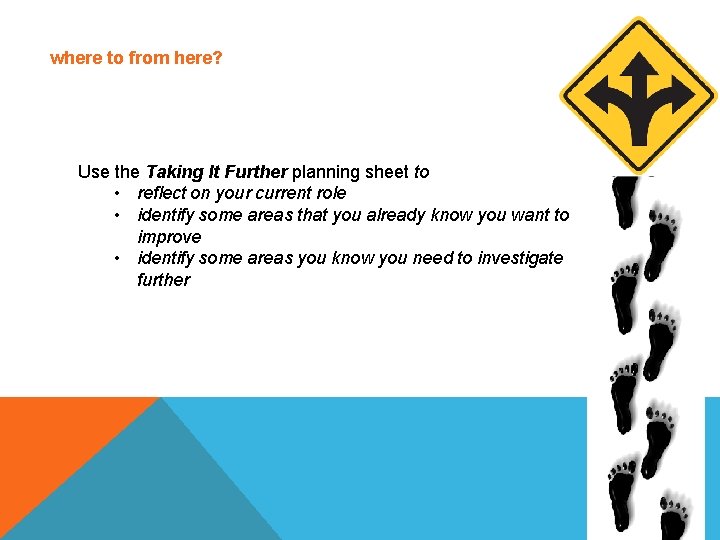 where to from here? Use the Taking It Further planning sheet to • reflect