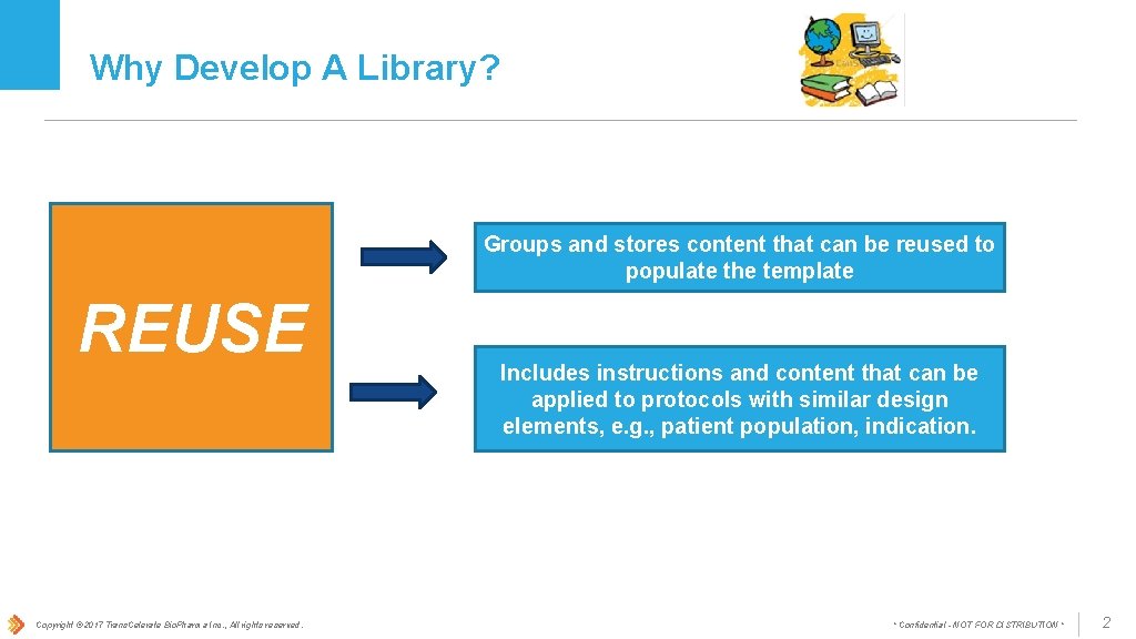 Why Develop A Library? Groups and stores content that can be reused to populate