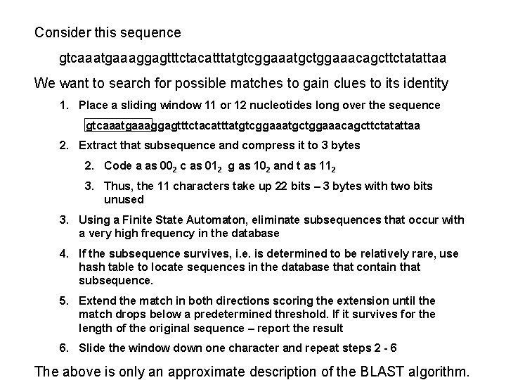 Consider this sequence gtcaaatgaaaggagtttctacatttatgtcggaaatgctggaaacagcttctatattaa We want to search for possible matches to gain clues
