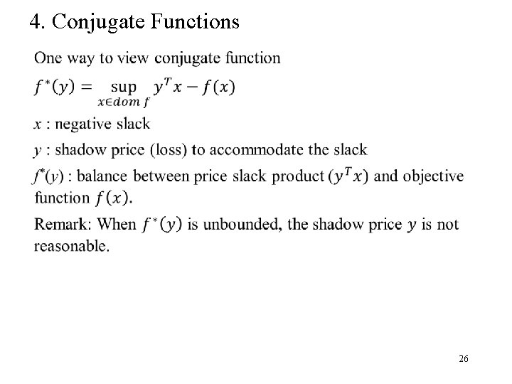 4. Conjugate Functions 26 