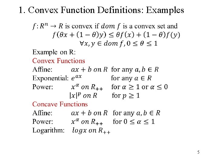 1. Convex Function Definitions: Examples 5 