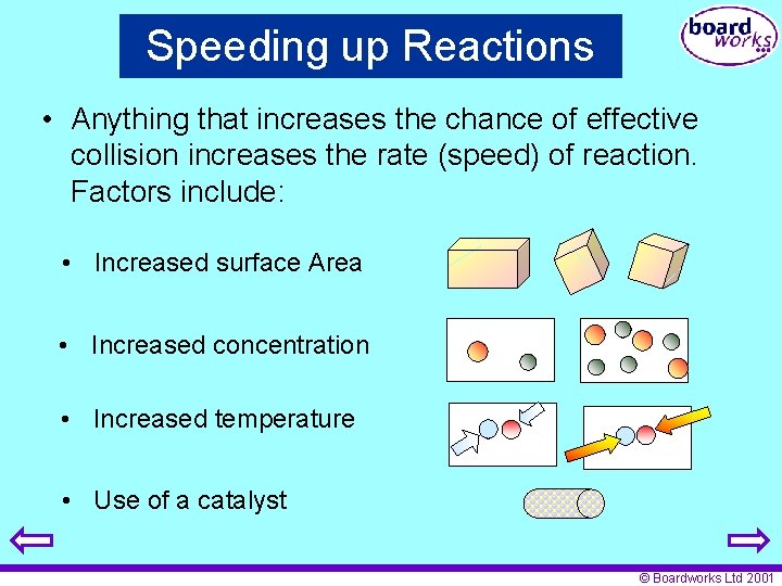 Speeding up Reactions • Anything that increases the chance of effective collision increases the