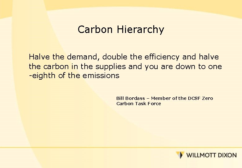 Carbon Hierarchy Halve the demand, double the efficiency and halve the carbon in the
