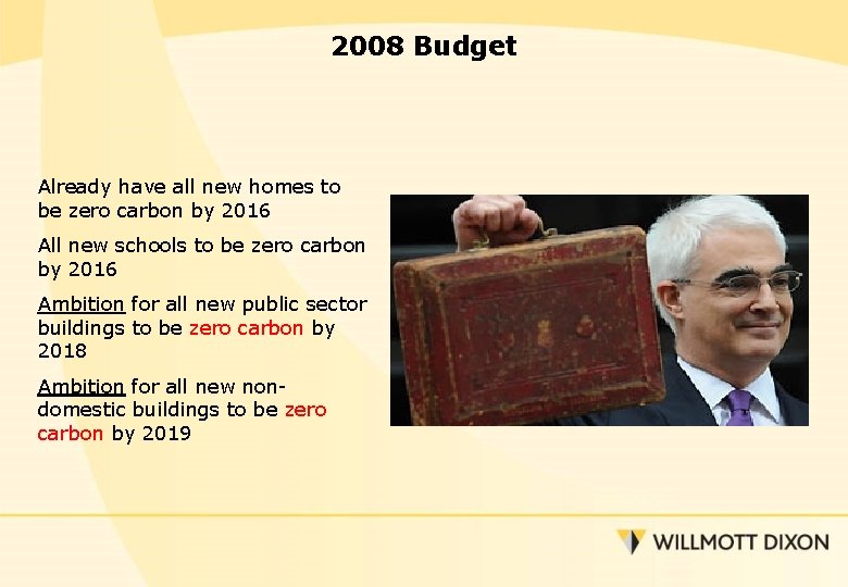 2008 Budget Already have all new homes to be zero carbon by 2016 All