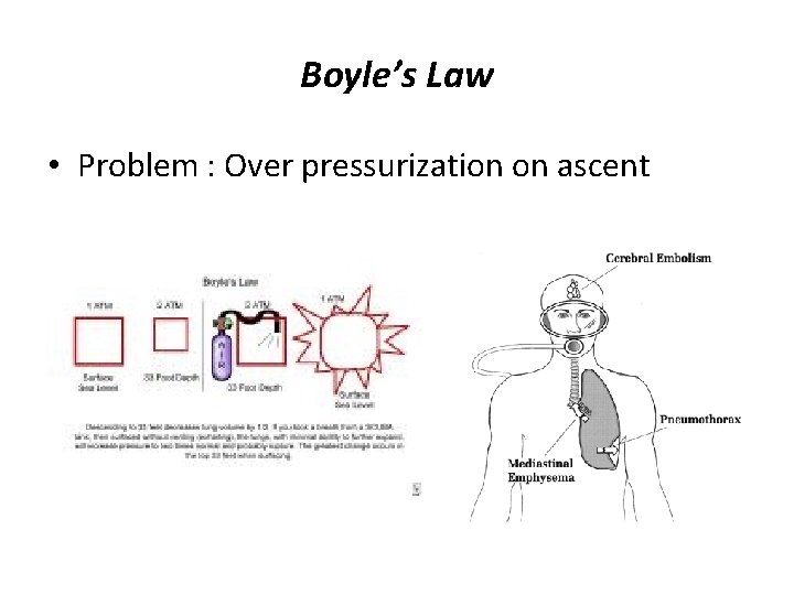 Boyle’s Law • Problem : Over pressurization on ascent 