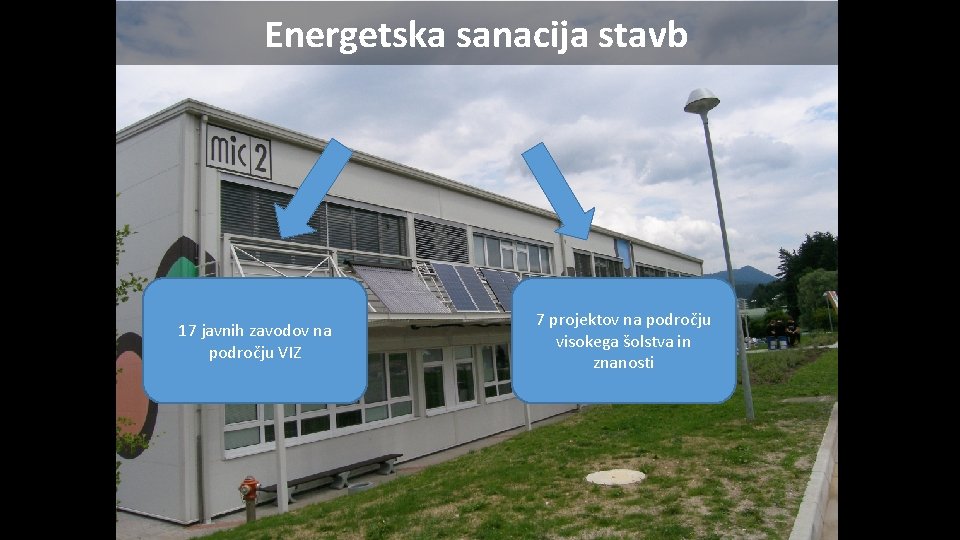 Energetska sanacija stavb 17 javnih zavodov na področju VIZ 7 projektov na področju visokega