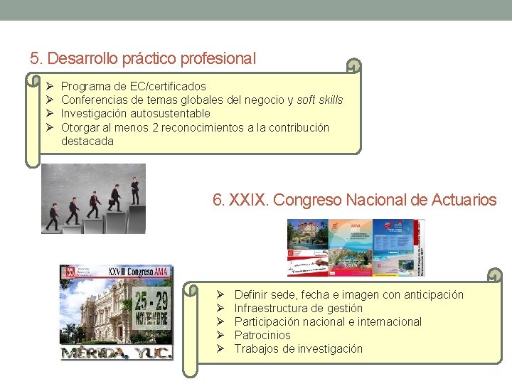 5. Desarrollo práctico profesional Ø Ø Programa de EC/certificados Conferencias de temas globales del