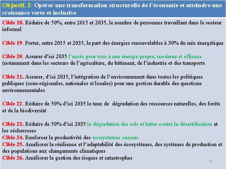 Objectif. 2 - Opérer une transformation structurelle de l’économie et atteindre une croissance verte