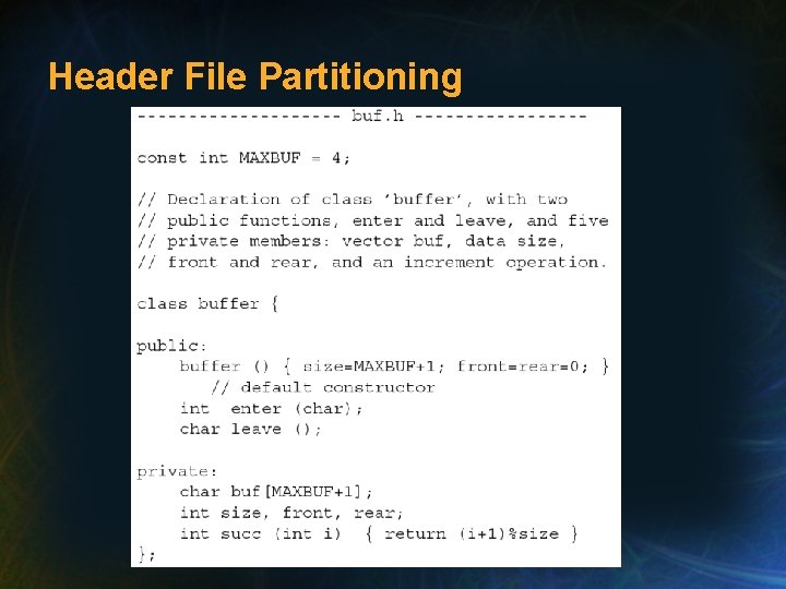 Header File Partitioning 