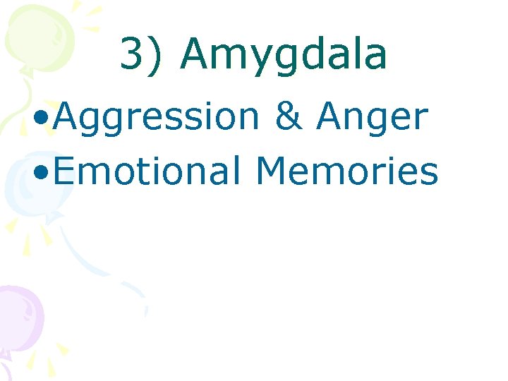 3) Amygdala • Aggression & Anger • Emotional Memories 