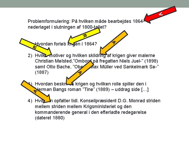 V Problemformulering: På hvilken måde bearbejdes 1864 nederlaget i slutningen af 1800 -tallet? R