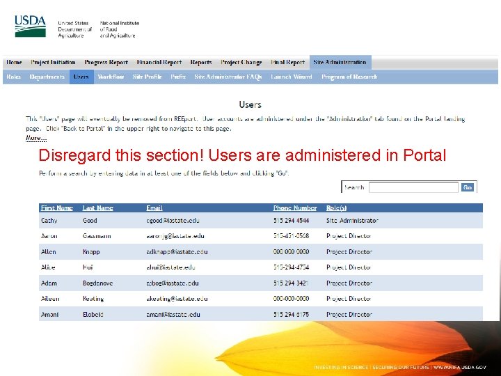 Disregard this section! Users are administered in Portal 