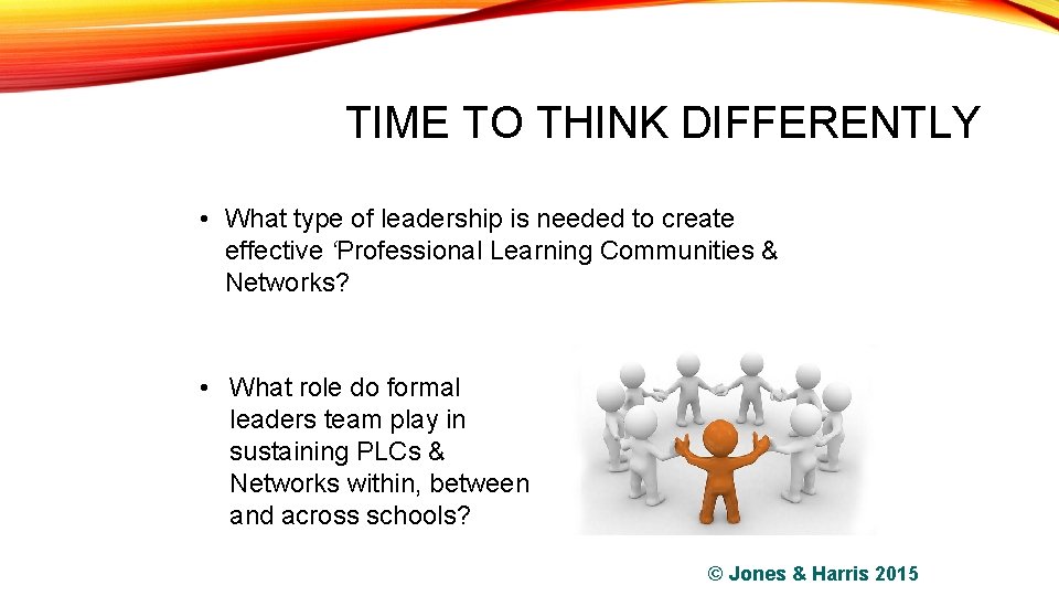 TIME TO THINK DIFFERENTLY • What type of leadership is needed to create effective