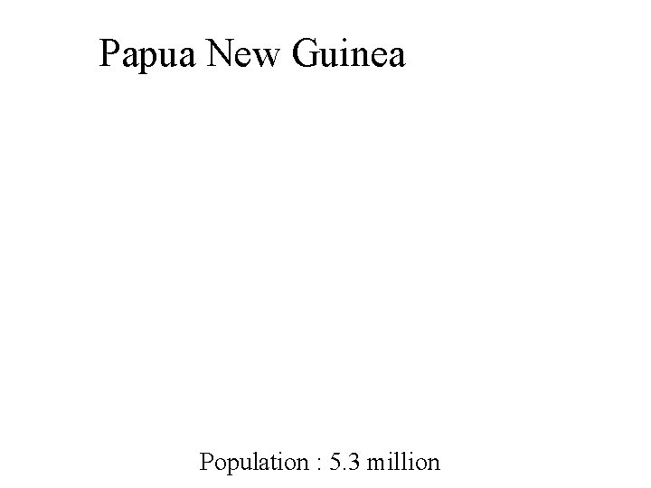Papua New Guinea Population : 5. 3 million 