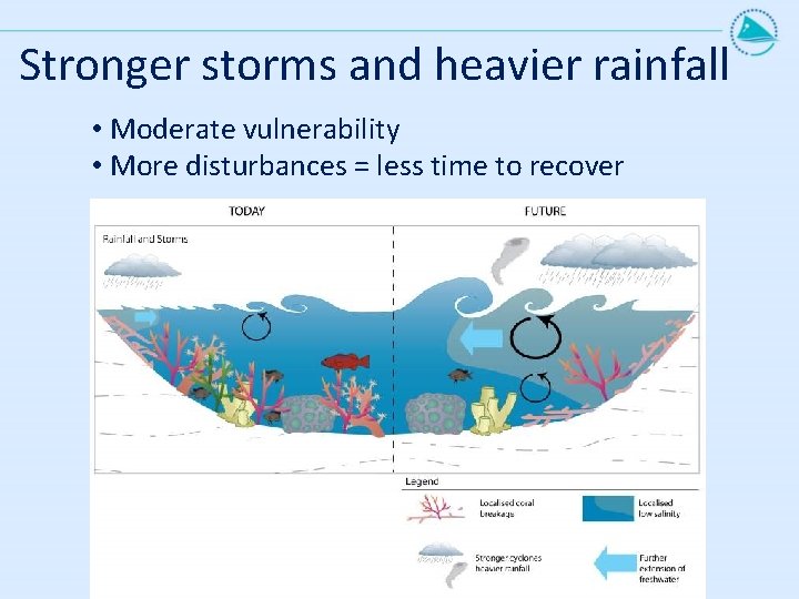 Stronger storms and heavier rainfall • Moderate vulnerability • More disturbances = less time