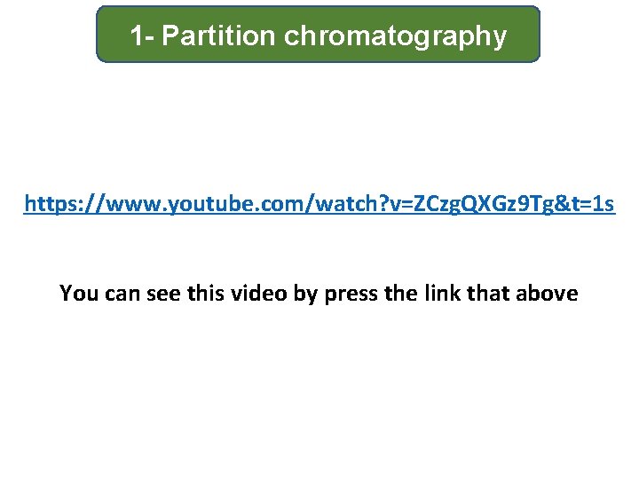 1 - Partition chromatography https: //www. youtube. com/watch? v=ZCzg. QXGz 9 Tg&t=1 s You