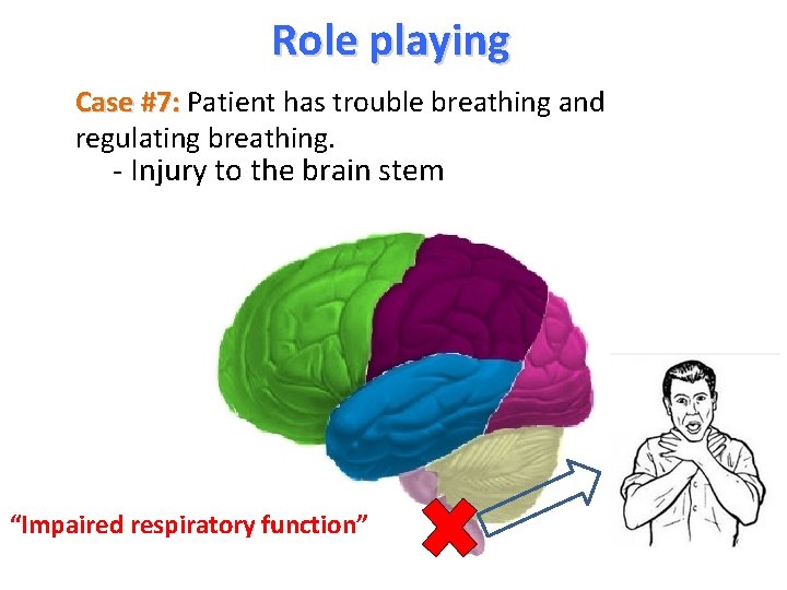 Role playing Case #7: Patient has trouble breathing and regulating breathing. - Injury to