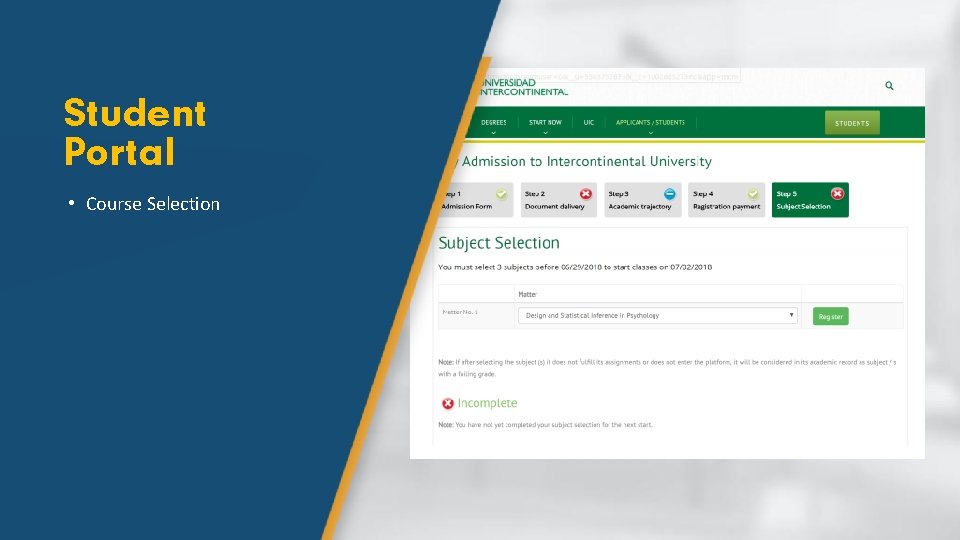 Student Portal • Course Selection 