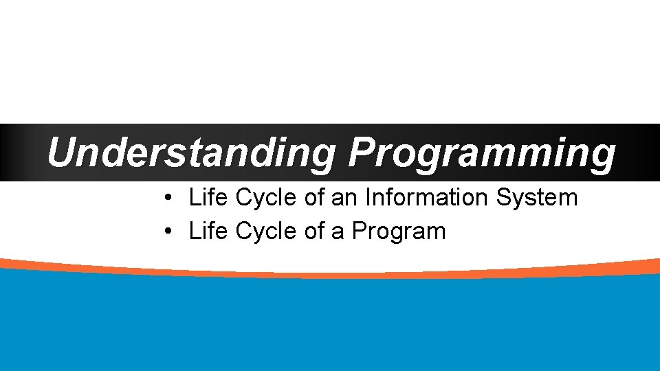 Understanding Programming • Life Cycle of an Information System • Life Cycle of a
