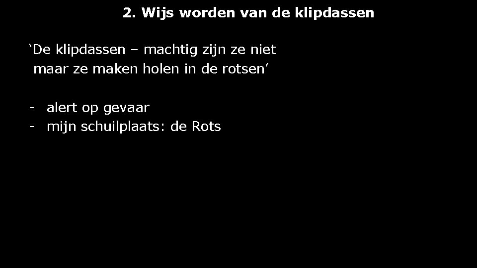 2. Wijs worden van de klipdassen ‘De klipdassen – machtig zijn ze niet maar