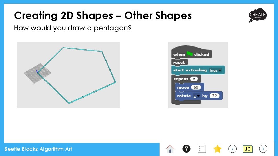 Creating 2 D Shapes – Other Shapes How would you draw a pentagon? Beetle Creating 2 D Shapes – Other Shapes How would you draw a pentagon? Beetle