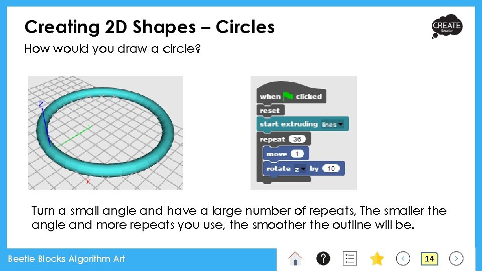 Creating 2 D Shapes – Circles How would you draw a circle? Turn a Creating 2 D Shapes – Circles How would you draw a circle? Turn a