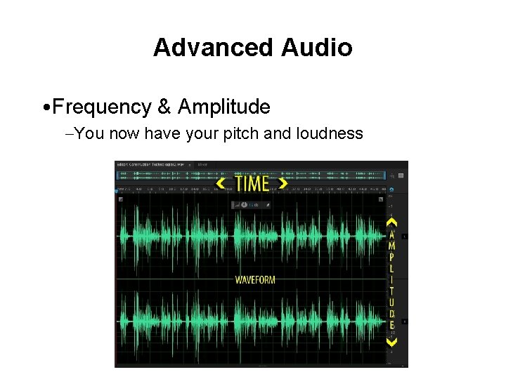 Advanced Audio • Frequency & Amplitude –You now have your pitch and loudness 