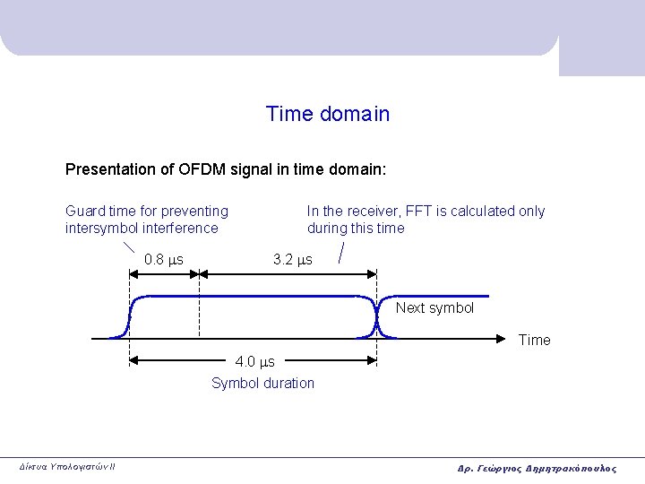 Time domain Presentation of OFDM signal in time domain: Guard time for preventing intersymbol