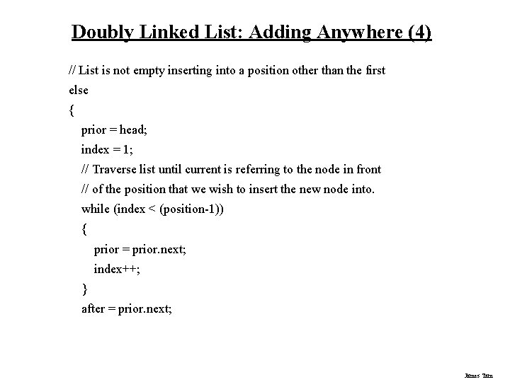 Doubly Linked List: Adding Anywhere (4) // List is not empty inserting into a