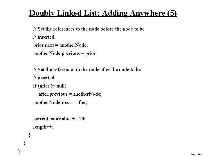 Doubly Linked List: Adding Anywhere (5) // Set the references to the node before