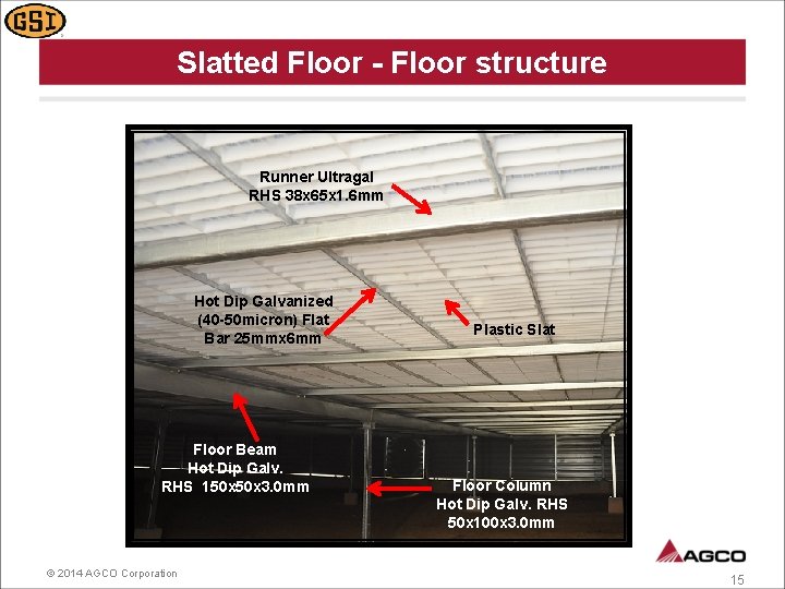 Slatted Floor - Floor structure Runner Ultragal RHS 38 x 65 x 1. 6
