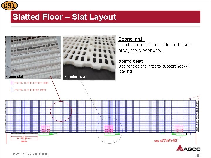 Slatted Floor – Slat Layout Econo slat Use for whole floor exclude docking area,