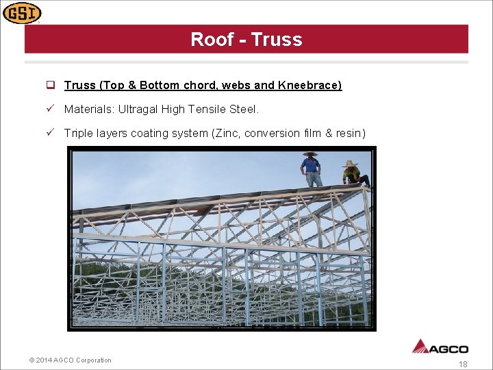 Roof - Truss q Truss (Top & Bottom chord, webs and Kneebrace) ü Materials: