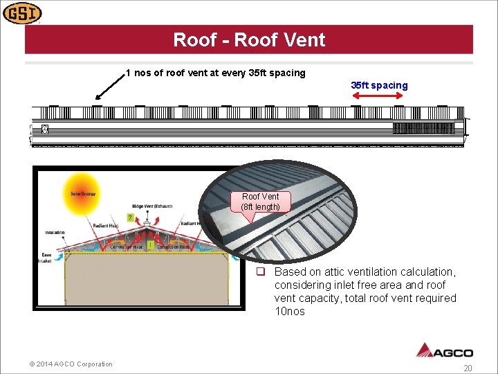 Roof - Roof Vent 1 nos of roof vent at every 35 ft spacing