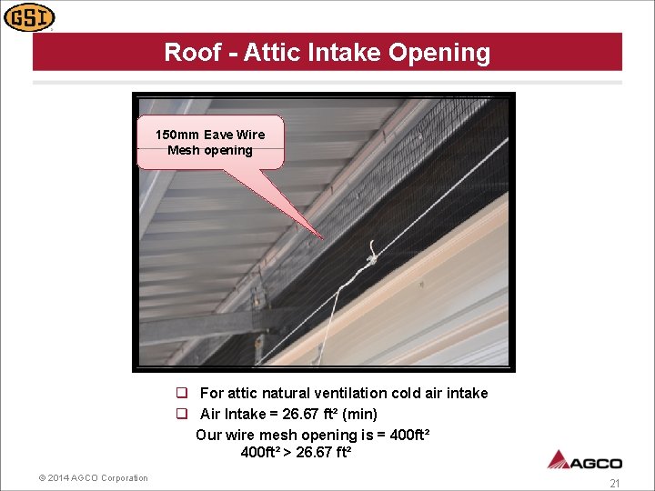 Roof - Attic Intake Opening 150 mm Eave Wire Mesh opening q For attic