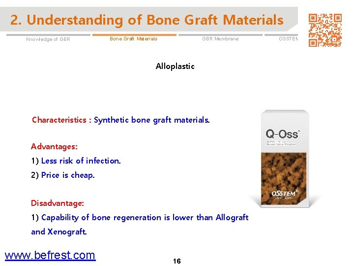 2. Understanding of Bone Graft Materials Knowledge of GBR Membrane Bone Graft Materials Alloplastic