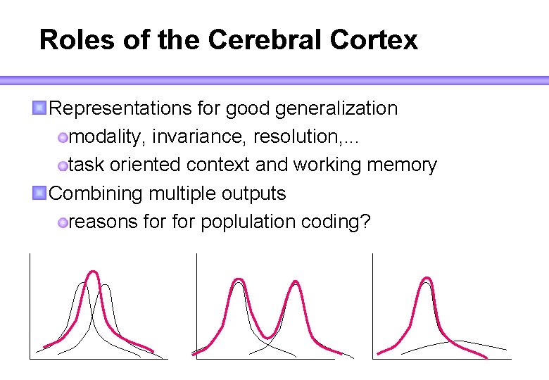 Roles of the Cerebral Cortex Representations for good generalization modality, invariance, resolution, . .