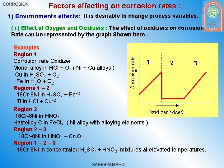 Factors effecting on corrosion rates : 1) Environments effects: It is desirable to change