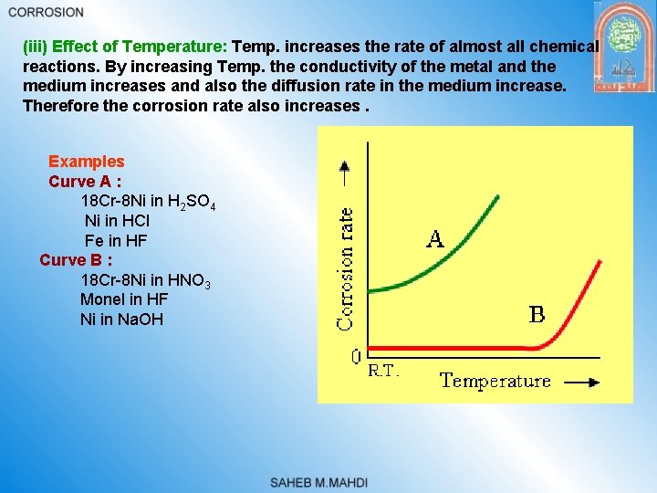 (iii) Effect of Temperature: Temp. increases the rate of almost all chemical reactions. By