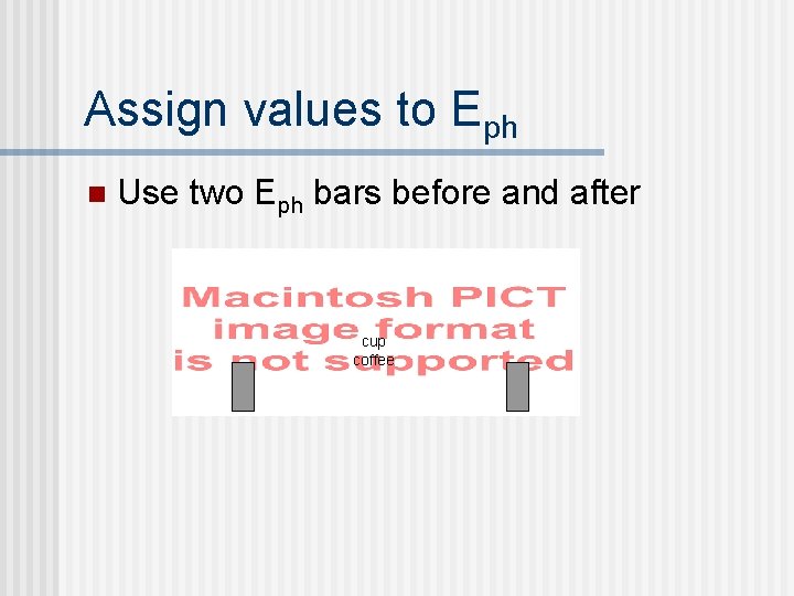 Assign values to Eph n Use two Eph bars before and after cup coffee