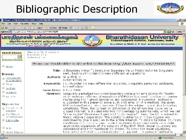 Bibliographic Description 