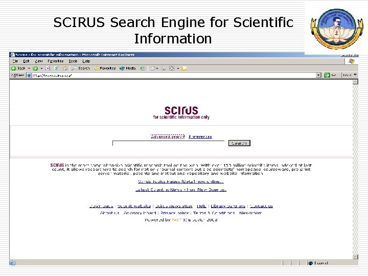 SCIRUS Search Engine for Scientific Information 