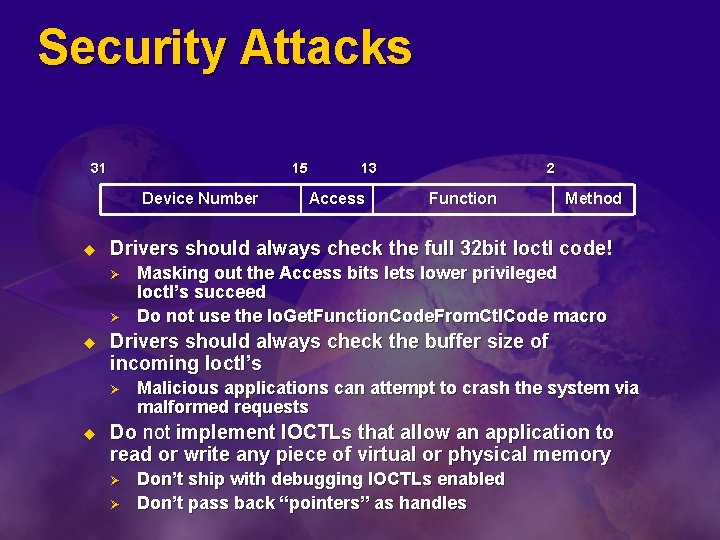 Security Attacks 31 15 Device Number u Ø Function Method Masking out the Access